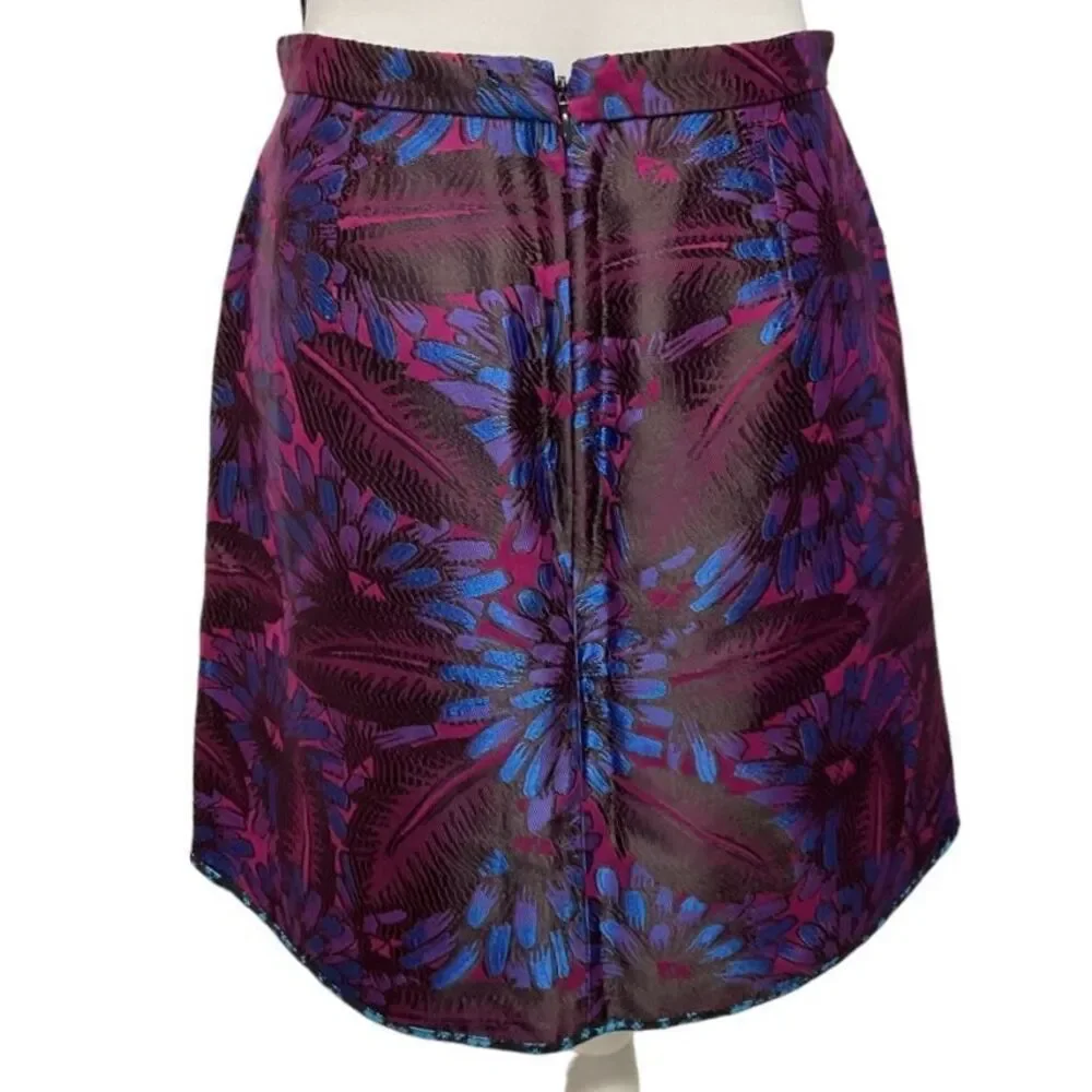 J. Crew Floral Jacquard Mini Skirt‎ Size 4 Purple Midnight Embroidered NWT